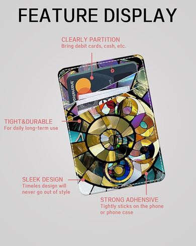 Phone Card Holder, Cute Leather Phone Wallet Stick On, Dual Pocket Credit Card Sticky Wallet, Compatible with Most of Cell Phone Cute Pink Bow in Kuwait