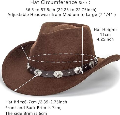 قبعة رعاة البقر الغربية النائية للنساء رعاة البقر فيدورا جوس قبعة روديو لأغطية الرأس المتوسطة/الكبيرة in Kuwait