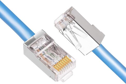 iGreely محمية Cat6 RJ45 موصلات 50 حزمة مطلية بالذهب RJ45 Cat6/Cat5E/Cat5 8P8C 50 ميكرون 50u 3 الشق FTP STP إيثرنت كابل تجعيد وحدات التوصيل in Kuwait