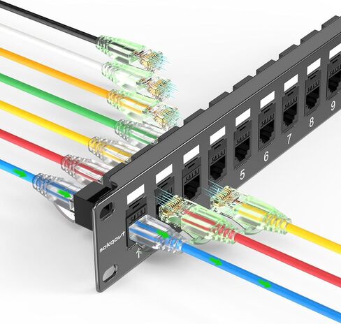 Patch Panel 12 Port Cat6 10 Inch with Coupler Keystone, Cat6 Network Patch Panel 10G No Punch Down, Time-Saver Ethernet 1U Rj45 Patch Panel, Rackmount Mini Coupler Patch Panel in Kuwait