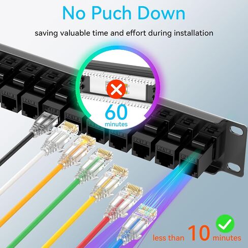 Patch Panel 12 Port Cat6 10 Inch with Coupler Keystone, Cat6 Network Patch Panel 10G No Punch Down, Time-Saver Ethernet 1U Rj45 Patch Panel, Rackmount Mini Coupler Patch Panel in Kuwait