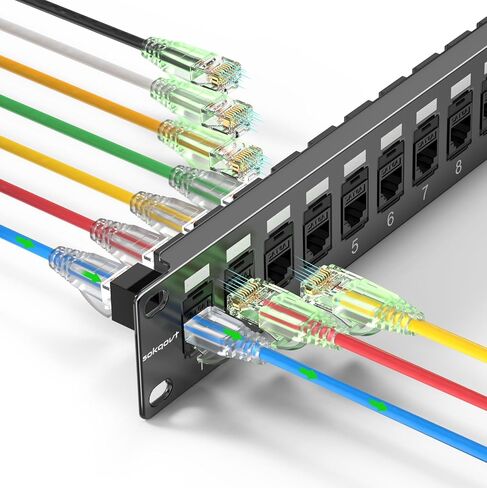 Patch Panel 12 Port Cat6 10 Inch with Coupler Keystone, Cat6 Network Patch Panel 10G No Punch Down, Time-Saver Ethernet 1U Rj45 Patch Panel, Rackmount Mini Coupler Patch Panel in Kuwait