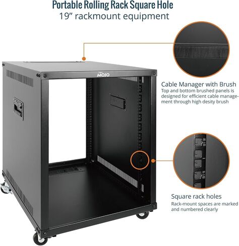 12U Portable Rolling Network Rack，4-Post Mobile Open Frame Server Rack with Wheels,Free Standing Server Cabinet for Computer/Data/AV/IT Equipment/Network Equipment in Saudi Arabia