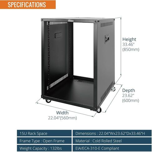 12U Portable Rolling Network Rack，4-Post Mobile Open Frame Server Rack with Wheels,Free Standing Server Cabinet for Computer/Data/AV/IT Equipment/Network Equipment in Saudi Arabia