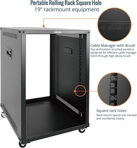12U Portable Rolling Network Rack，4-Post Mobile Open Frame Server Rack with Wheels,Free Standing Server Cabinet for Computer/Data/AV/IT Equipment/Network Equipment in Saudi Arabia
