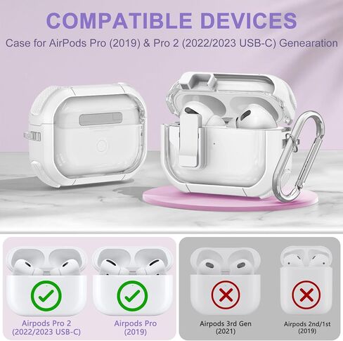 حافظة شفافة لحافظة AirPods Pro الجيل الثاني/الأول، حافظة قفل آمنة لجهاز Apple Airpod Pro 2&1 Gen مع حزام معصم من السيليكون وسلسلة مفاتيح حلوى لطيفة للنساء، وردي in Kuwait