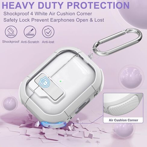 حافظة شفافة لحافظة AirPods Pro الجيل الثاني/الأول، حافظة قفل آمنة لجهاز Apple Airpod Pro 2&1 Gen مع حزام معصم من السيليكون وسلسلة مفاتيح حلوى لطيفة للنساء، وردي in Kuwait