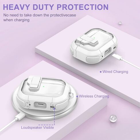 حافظة شفافة لحافظة AirPods Pro الجيل الثاني/الأول، حافظة قفل آمنة لجهاز Apple Airpod Pro 2&1 Gen مع حزام معصم من السيليكون وسلسلة مفاتيح حلوى لطيفة للنساء، وردي in Kuwait