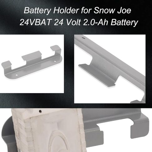 حامل بطارية معدني عالي الجودة بفتحتين من Fennoral لبطارية Snow Joe 24VBAT 24 فولت 2.0 أمبير، حامل بطارية يناسب ورش العمل/الأرفف المختلفة - رمادي (2) in Kuwait