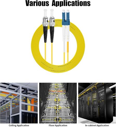 Fibergaga-OS2 LC/UPC to ST/UPC Fiber Patch Cable,Single-Mode Fiber, Duplex 9/125µm,OD 2.0mm Fiber Optic Cable,Jumper Optical Patch Cord,Length Option: 1M(3ft)-100M(328ft)-2M(7ft) in Kuwait