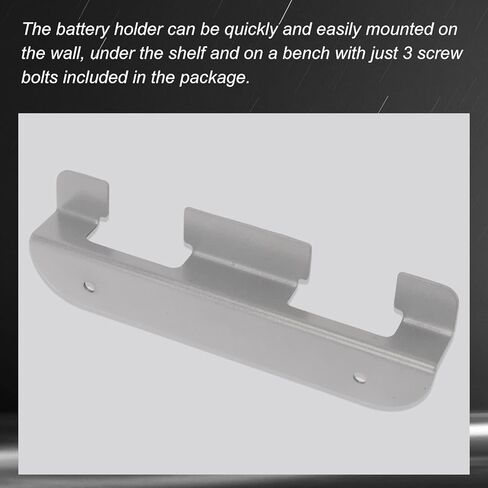 حامل بطارية معدني عالي الجودة بفتحتين من Fennoral لبطارية Snow Joe 24VBAT 24 فولت 2.0 أمبير، حامل بطارية يناسب ورش العمل/الأرفف المختلفة - رمادي (2) in Kuwait