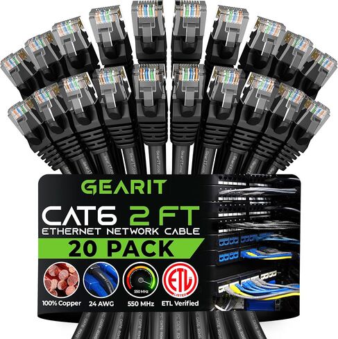 كابل GearIT Cat 6 Ethernet بطول 1.5 قدم 18 بوصة (24 حزمة) - كابل تصحيح Cat6، كابل تصحيح Cat 6، كابل Cat6، كابل Cat 6، كابل إيثرنت Cat6، كابل الشبكة، كابل الإنترنت - برتقالي 1.5 قدم in Saudi Arabia