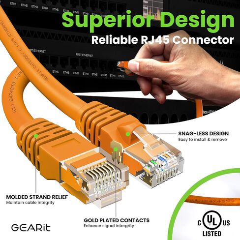 GearIT Cat 6 Ethernet Cable 1.5 ft 18-Inch (24-Pack) - Cat6 Patch Cable, Cat 6 Patch Cable, Cat6 Cable, Cat 6 Cable, Cat6 Ethernet Cable, Network Cable, Internet Cable - Orange 1.5 Feet in Saudi Arabia