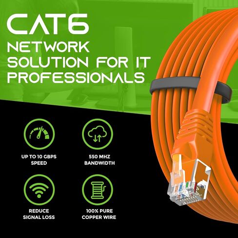 GearIT Cat 6 Ethernet Cable 1.5 ft 18-Inch (24-Pack) - Cat6 Patch Cable, Cat 6 Patch Cable, Cat6 Cable, Cat 6 Cable, Cat6 Ethernet Cable, Network Cable, Internet Cable - Orange 1.5 Feet in Saudi Arabia