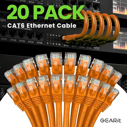 GearIT Cat 6 Ethernet Cable 1.5 ft 18-Inch (24-Pack) - Cat6 Patch Cable, Cat 6 Patch Cable, Cat6 Cable, Cat 6 Cable, Cat6 Ethernet Cable, Network Cable, Internet Cable - Orange 1.5 Feet in Saudi Arabia