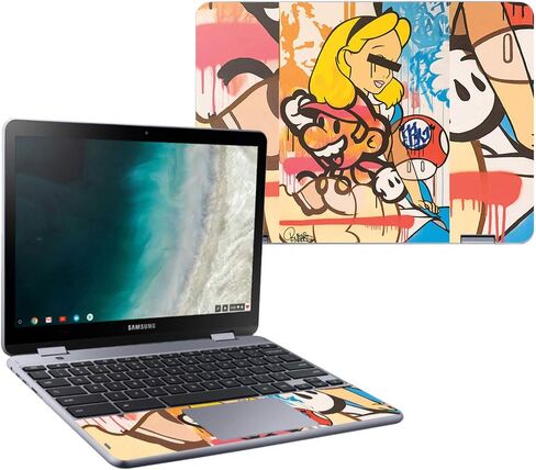 MightySkins Skin Compatible with Samsung Chromebook Plus LTE (2018) - Cartoon Mania | Protective, Durable, and Unique Vinyl wrap Cover | Easy to Apply, Remove, and Change Styles | Made in The USA in Saudi Arabia