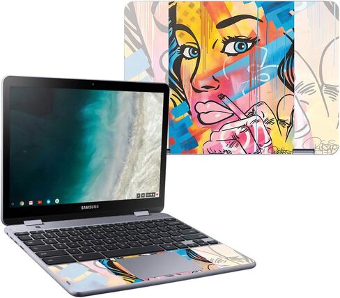 MightySkins Skin Compatible with Samsung Chromebook Plus LTE (2018) - Cartoon Mania | Protective, Durable, and Unique Vinyl wrap Cover | Easy to Apply, Remove, and Change Styles | Made in The USA in Saudi Arabia