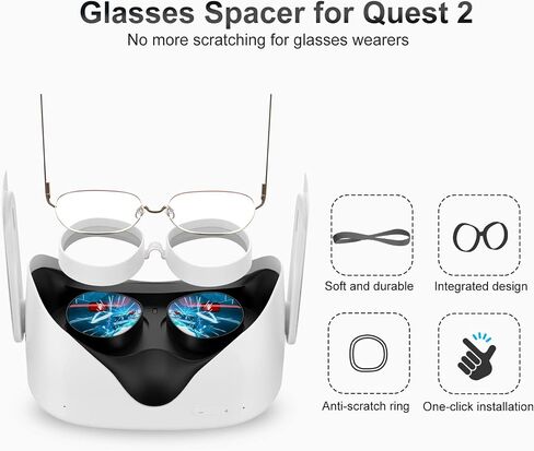 وسادة غطاء الوجه وفاصل النظارات من SUPERUS متوافقة مع ملحقات Oculus/Meta Quest 2، راحة معززة، وتمنع نظارتك من خدش عدسات الواقع الافتراضي (أسود) in Saudi Arabia