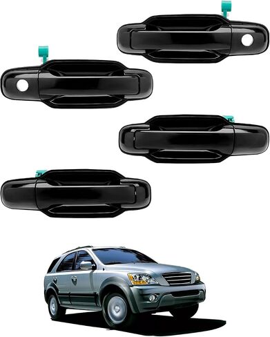 Exterior Door Handle Set (4PCS), Compatible with 2003-2009 Kia Sorento, Outside Chrome Front & Rear Driver & Passenger Side, OE# 826603E010, 826603E020, 826503E000, 826603E000, Outer handle w/ Keyhole in Saudi Arabia