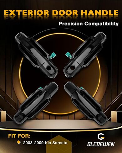 Exterior Door Handle Set (4PCS), Compatible with 2003-2009 Kia Sorento, Outside Chrome Front & Rear Driver & Passenger Side, OE# 826603E010, 826603E020, 826503E000, 826603E000, Outer handle w/ Keyhole in Saudi Arabia