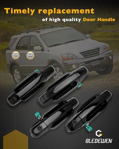 Exterior Door Handle Set (4PCS), Compatible with 2003-2009 Kia Sorento, Outside Chrome Front & Rear Driver & Passenger Side, OE# 826603E010, 826603E020, 826503E000, 826603E000, Outer handle w/ Keyhole in Saudi Arabia
