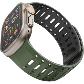 Silicone Loop Band for Apple Watch Series 1/2/3/4/5/6/7/8/9/10/SE/Ultra 1/2, Double Lock Sport Strap with Buckle Pin & Magnetic Adsorption for iWatch 42/44/45/46/49mm