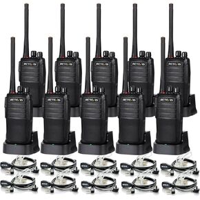 Retevis RT21 Updated 3000mAh Rechargeable Walkie Talkies,2 Way Radio Long Range,Portable and Durable,Emergency Alarm,Walkie Talkies with Earpiece and Mic Set(10 Pack)