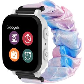 MoKo 3Pack Scrunchie Band Compatible with Gizmo Watch 3 2 1/Gabb Watch 3 2 1/SyncUP Kids Watch, Cute Elastic Replacement Wristband Strap Stretchy Bands for Kids, Purple Pink+Pink Blue+Oil Painting
