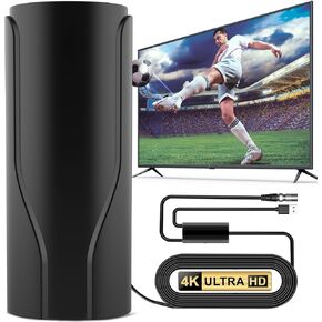 2025 Upgraded TV Antenna for Smart & Older TVs – 1400+ Miles Range, Indoor/Outdoor Digital HD Antenna with Amplifier & Signal Booster, 32ft Coax Cable, Supports 8K, 4K, 1080p Resolution, Black