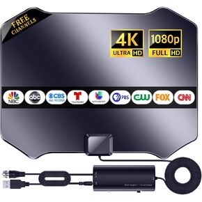 2024 Upgraded TV Antenna Indoor Up to 680+ Miles, Digital Antenna for Smart TV, HD Antenna Outdoor Long Range Amplifier Support All 8K 4K 1080p All TVs - Powerful Signal Booster & Thick Coaxial Cable