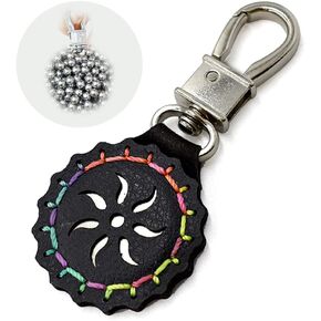 Hunting Slingshot Keychain, Strong Magnetic Holder for Slingshot Ammo, Leather & Alloy Steel, Unisex, Silver