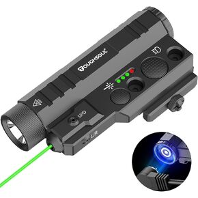 TOUGHSOUL Mlok Picatinny Tactical Flashlight Laser Sight Combo, 2400 Lumen Max Light with Green Laser, Momentary Strobe Function Rchargeable Battery Included