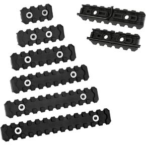 Single Polymer Picatinny Accessory Rail & Pressure Switch Cable Guides Set for MMLOKS System 3-5-7-9-11-13 Slot - 6 Pieces Black