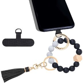 Silicone Beaded Phone Bracelet Strap,Cell Phone Wrist Strap with Tether Tab,Elastic Hands-Free Cell Phone Wristlet