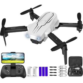 Mini Drone with Camera for Adults Youth - 1080P HD FPV Camera Drones with 90° Adjustable Lens, Gestures Selfie, One Key Start, 360° Flips, Toys Gifts RC Quadcopter for Boys Girls with 2 Batteries
