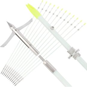 ZSHJGJR 34" Bowfishing Arrows Solid Fiberglass Shaft with Removable Broadheads for Compound & Recurve Bows& Long Bows Fishing Arrow Archery and Hunting 3/6Pack
