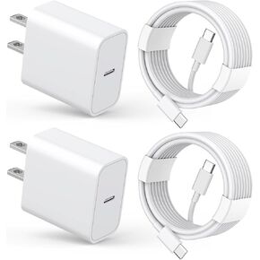 iPhone 16 Pro Max Charger Fast Charging, 2 Pack 20W Type C Fast Charger Block with 2 Pack 6FT USB C to C Cable Compatible for iPhone 16/16 Plus/16 Pro/16 Pro Max/15/15 Plus/15 Pro Max/15 Pro Max