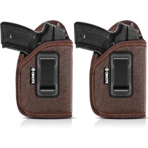 2 PACK IWB Holster with Laser Sight, Concealed Carry Gun Holster for Women/Men, ECO Leather Concealment Inside Waistband Holsters with Metal Clip Fits Most Midsize & Compact 9/40/45 & Laser Attachment