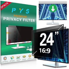 PYS [2-Pack 24 Inch Computer Privacy Screen Filter for 16:9 Widescreen Monitor - Easy Removable Privacy Filter - Eye Protection Anti Glare Blue Light Privacy Shield