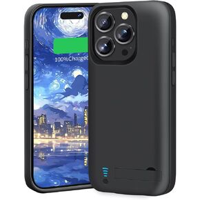 Battery Case for iPhone 16 Pro Max, 6000mAh Rechargeable Extended Battery Charging/Charger Case, Add 100% Extra Juice (6.9 Inches) Black