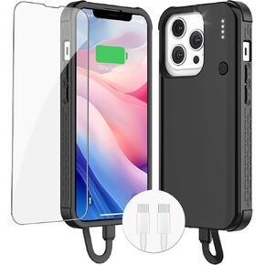 Battery Case for iPhone 12Pro Max/13Pro Max/14PLus/14Pro Max, Ultra-Slim&Lightweight 8000mAh Portable battery charger case for iPhone 13Pro Max,14PLus,12Pro Max,14Pro Max Charging Case (6.7")-Black