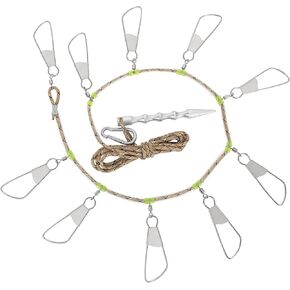 BLUEWING Fishing Stringer with Stainless Steel Snap Locks, 8ft Floating Rope and Heavy Duty Fish Spike, 1pc