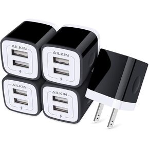 【5Pcs】 USB Plug, Wall Charger Fast Charging Block, Power Adapter Cube 2 Port Charge Travel Brick Cell Quick Chargers Box cargador for iPhone 14 13 12 SE 11Pro Max Samsung Galaxy LG iPad X 8 7 6 Plus