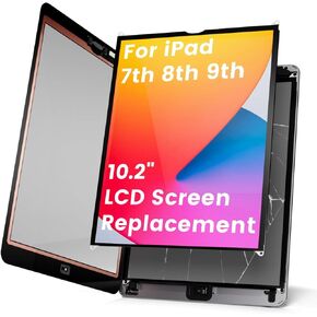 LHM for iPad 7th 8th 9th Gen 10.2" LCD Screen Replacement Display Digitizer Assembly (Model: A2197 A2198 A2200 A2270 A2428 A2429 A2430 A2602 A2603 A2604 A2605) with Repair Kits (Not Touch Glass)