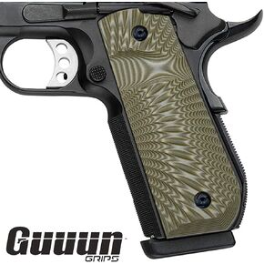Guuun 1911 Grips G10, Full Size Government Grips, Bobtail Round Butt Cut, OPS Sunburst Texture