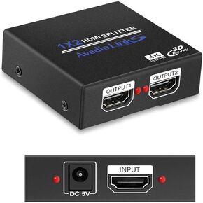 HDMI Splitter 1 in 2 Out, NEWCARE Hdmi Splitter 1x2 Supports Full HD 4K @ 30HZ & 3840×2160P & 3D for Xbox PS3 PS4 Blu-Ray Player and More