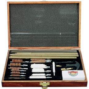 Gunmaster 35pc Deluxe Universal Gun Cleaning Kit in Wood Case