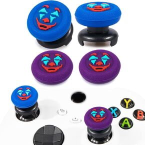 FPS Thumbstick Extender &Texture Rubber Silicone Grip Cover 4 Sets for Xbox Series X/S & Xbox One Controller(Joker Purple+Blue)