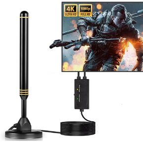 TV Antenna-TV Antenna Indoor/Outdoor HD Digital TV Antenna with Signal Amplifier 400+ Miles Indoor Outdoor Antenna Magnetic Base VHF UHF Amplified Digital Antenna for TV Receiver
