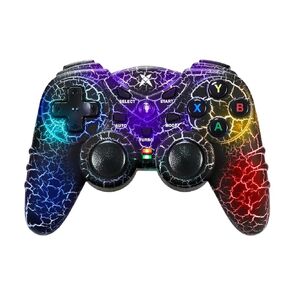 NBCP Light-Up Wireless Controller for PC - Black Crack Custom Design with RGB LED Lights, Turbo Function, Luminous Mode, Compatible with Windows 7/8/10/11 & Steam